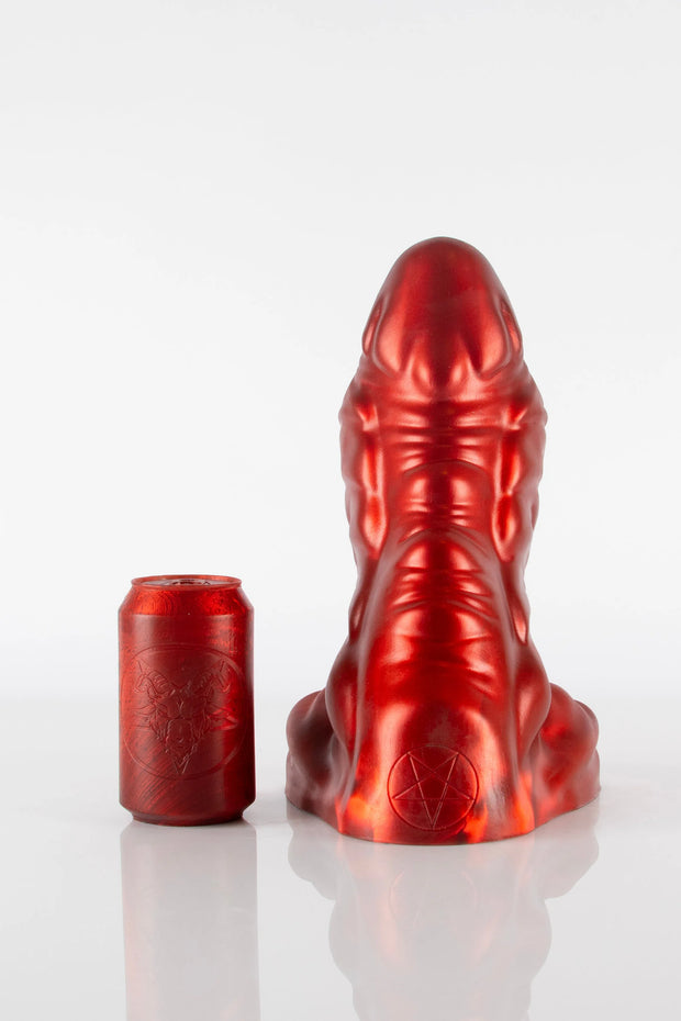 An XXL (extra, extra large) red dragon dildo.