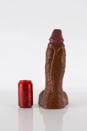 An XL (extra large) brown veiny dildo.