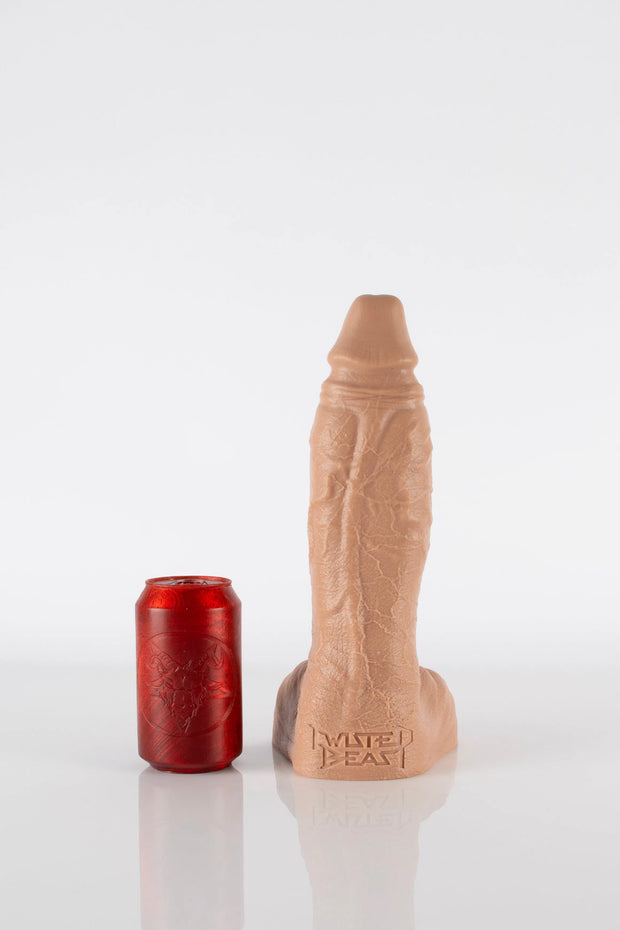 A large tan coloured veiny dildo.