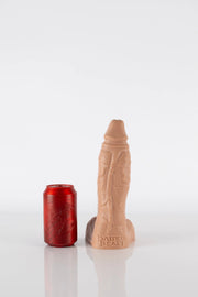 A medium-sized tan veiny dildo.