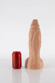 An extra large (XL) tan coloured veiny dildo.