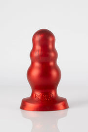 A product photo of a red bubble butt plug.