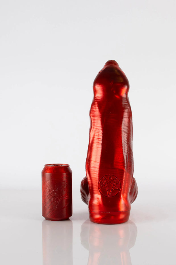 A XXL demon dildo in red by Twisted Beast.