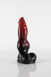 A product photo of a dog dildo showing off the balls.