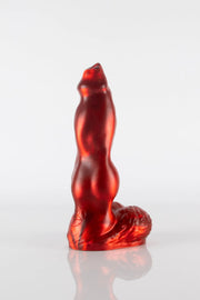 A product photo of a dog dildo taken from the side.