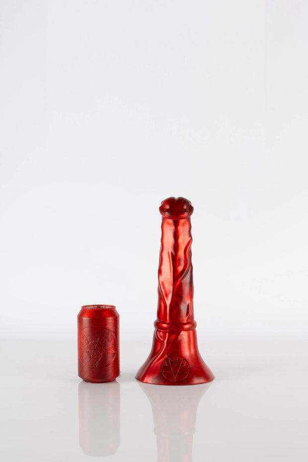 A medium-sized red horse dildo.