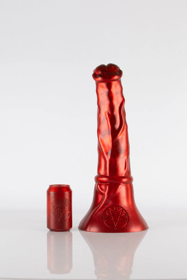 An XL (extra large) red horse dildo.