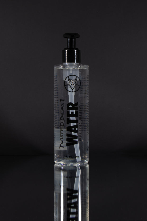 A product photo of a 250ml bottle of Twisted Beast water-based lube.